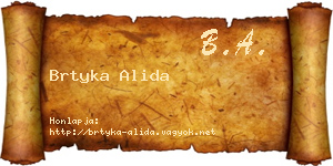 Brtyka Alida névjegykártya